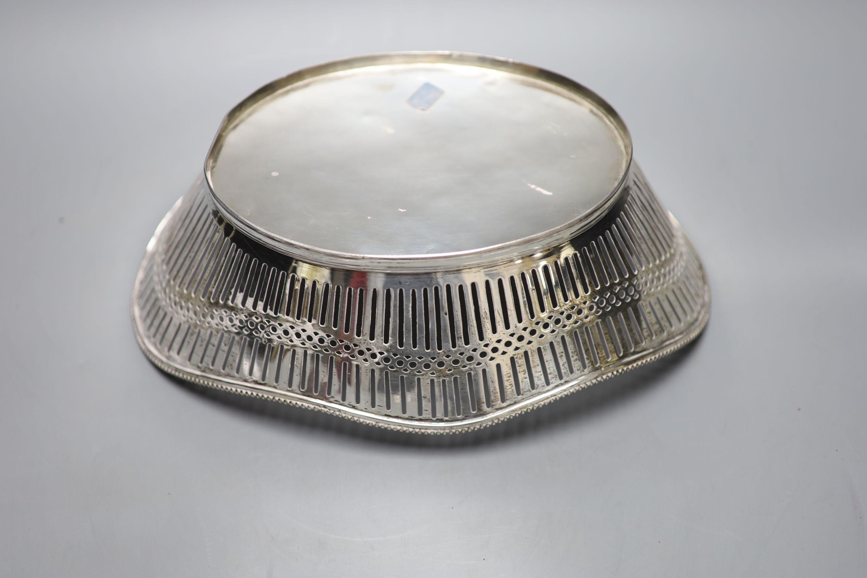 A Dutch pieced white metal oval bowl, 29.2cm, 15.5oz.